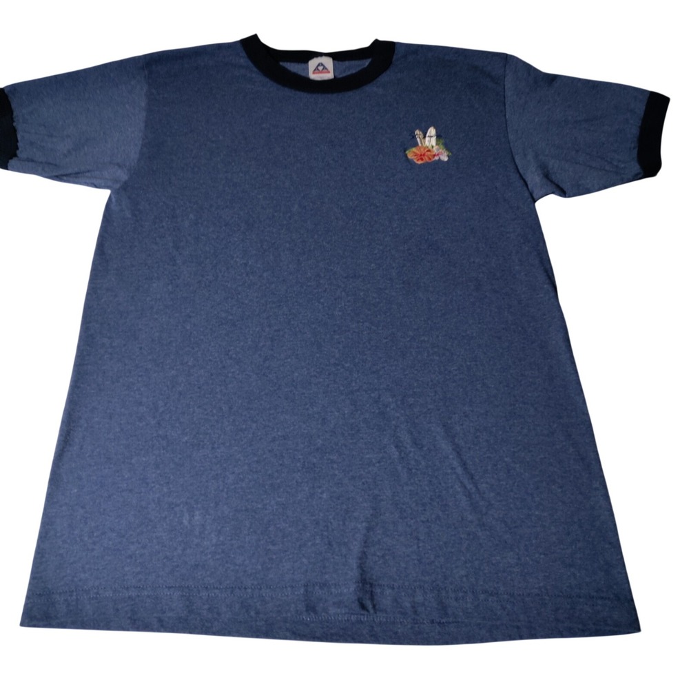 St. Lucia Blue Ringer T Shirt size Large Alstyle Apparel & Activewear - Imperfec